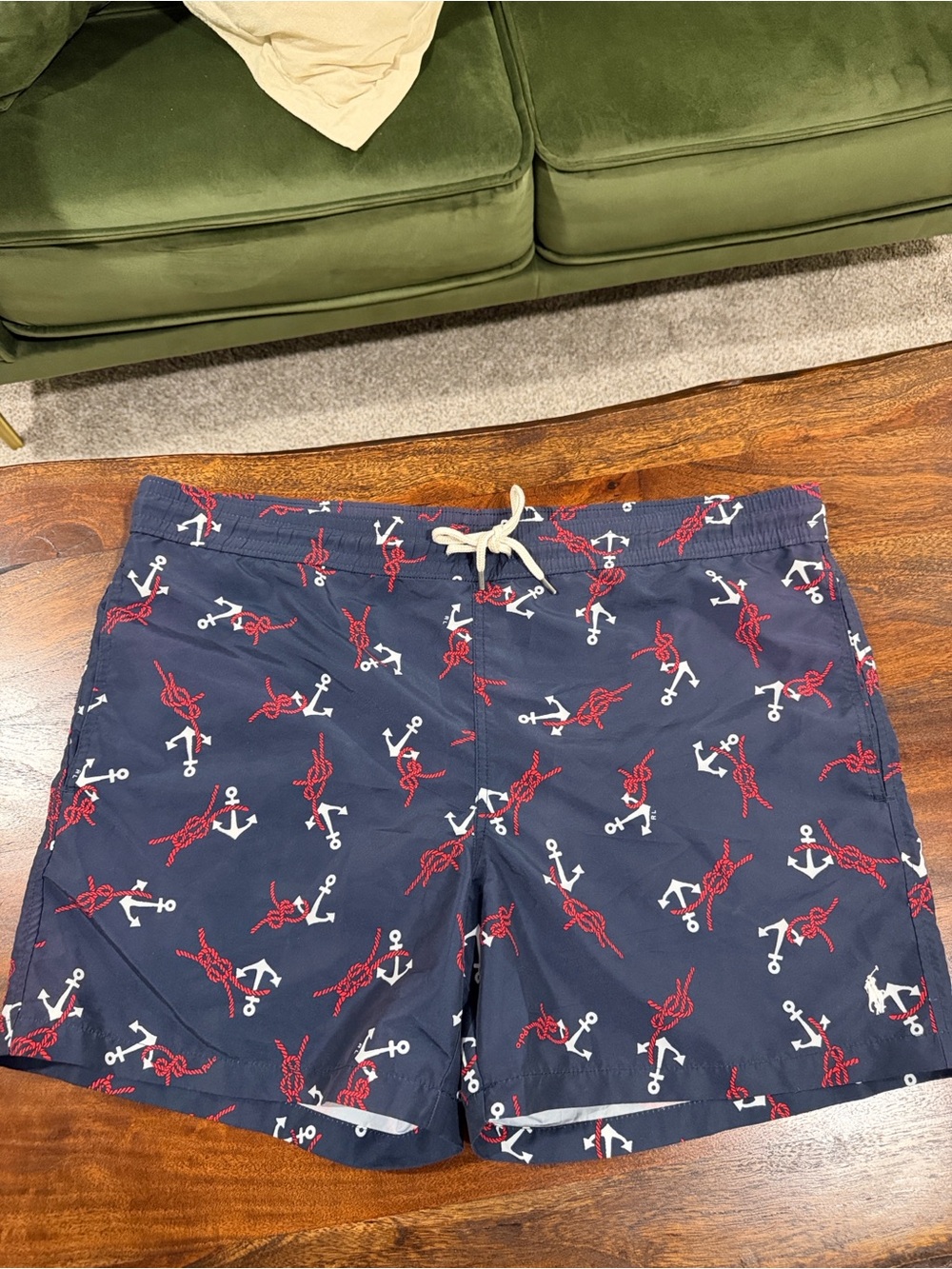 Polo by Ralph Lauren Navy Anchor & Rope Print Swim Shorts